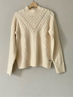 Abercrombie & Fitch Cream Cable Knit Cotton Blend Sweater NWT